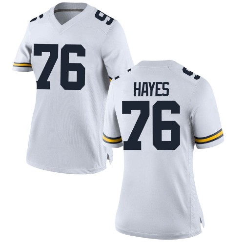 Ryan Hayes Michigan Wolverines Women's NCAA #76 White Game Brand Jordan College Stitched Football Jersey VXU3354LP